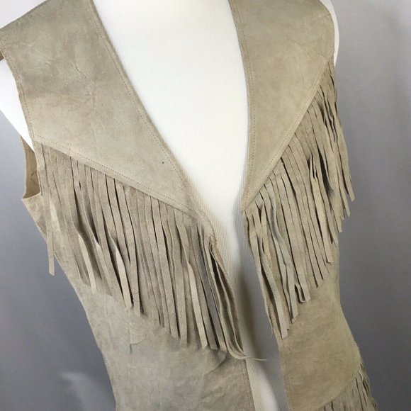 Leather Vest~Long Fringe~Western~Boho~Animal Hide~ - Picture 2 of 8